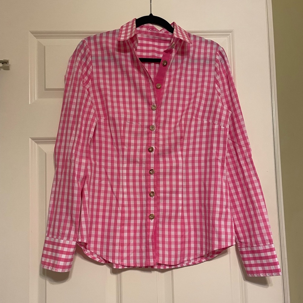 Pink Gingham Button-Up Shirt